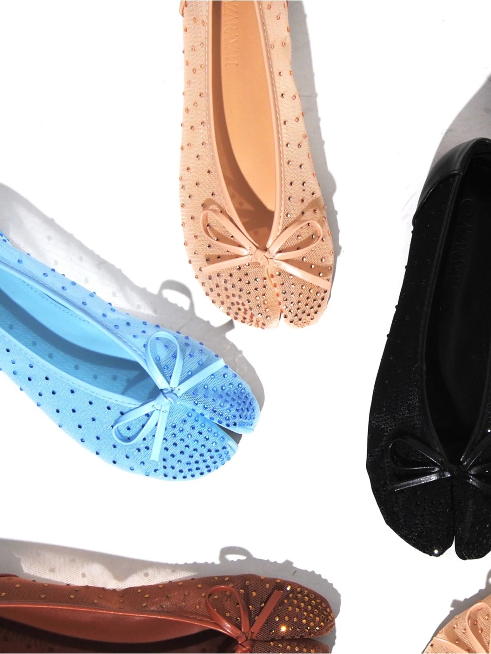 Brown Rhinestone Split-Toe Ballet Flats - Picture 3 of 4